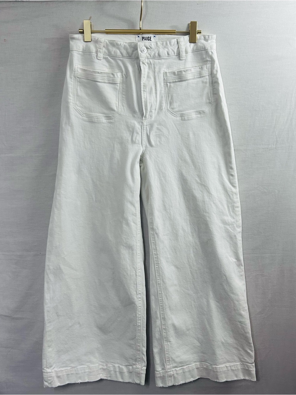 PAIGE Anessa Wide Leg Jean Tonal Ecru Distressed